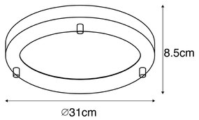 Candeeiro de teto moderno ouro 31 cm IP44 - YUMA Moderno