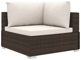 8 pcs conjunto lounge jardim c/ almofadões vime PE castanho