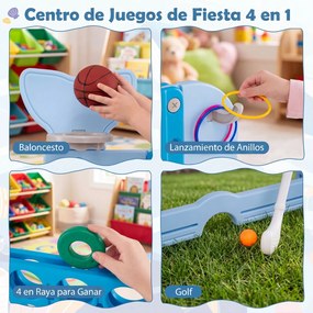 Jogo Infantil 4 em 1, 140 x 47 x 108 cm, Altura Regulável, Azul
