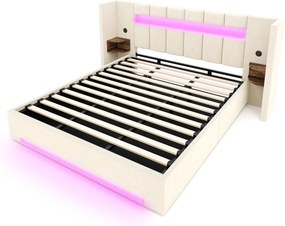 Cama estofada multifuncional em veludo, Bege | AOSOM Portugal