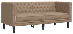 2 pcs conj. de sofás chesterfield couro artificial cappuccino