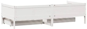 Sofá-cama c/ gavetas 90x190 cm madeira de pinho maciça branco
