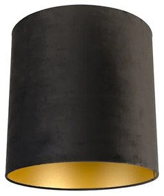 Abajur de veludo preto 40/40/40 com interior dourado
