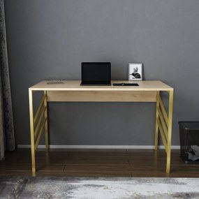 Secretária de Estudo Josephine - Dourado e Carvalho - 120x60x74,8 cm