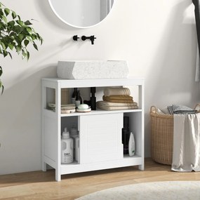 Armário de lavatório de casa de banho com 2 portas de correr com recorte em U 60 x 30 x 60 cm Branco