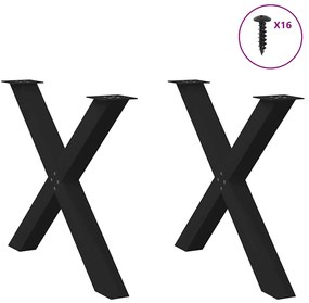 Pés para mesa de jantar em formato de X, 2 peças, preto, 90x (72-73) c