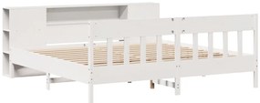 Cama com estante sem colchão 180x200 cm pinho maciço branco