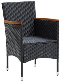 Cadeiras de jantar para jardim 4 pcs vime PE preto