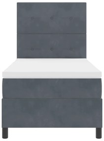 Cama Box com Colchão e LED VidaXL Cinza Escuro 80x200 cm Veludo