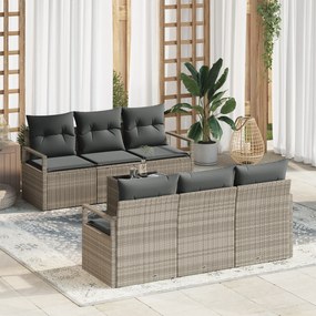 Conjunto de Sofá de Jardim vidaXL 7 Peças com Almofadas Cinza Claro Vi