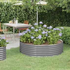 vidaXL Canteiro elevado jardim 140x140x36 aço revestido a pó cinzento