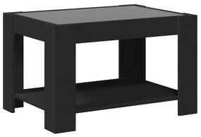 Mesa de centro c/ LEDs 73x53x45 cm derivados de madeira preto