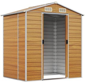 Abrigo de jardim 191x130x198 cm aço galvanizado castanho-claro