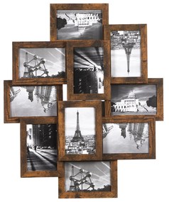 Moldura collage para 10 fotografias (10 x 15 cm cada) castanho vintage