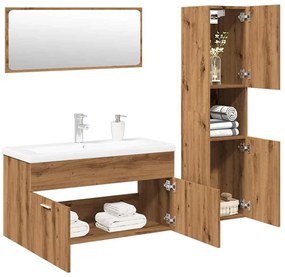 vidaXL 4 pcs móveis de casa de banho deriv. madeira carvalho artisiano