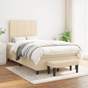 Cama boxspring com colchão 120x190 cm tecido cor creme