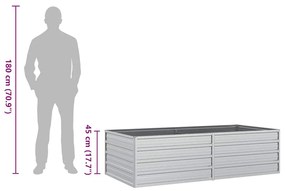 Canteiro elevado de jardim 160x80x45cm aço galvanizado prateado