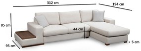 Sofá de Canto Loop - Branco - 312 cm x 194 cm