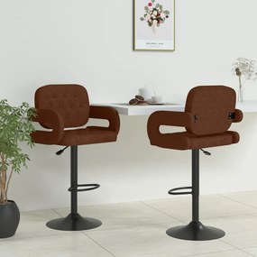 vidaXL Bancos de bar 2 pcs tecido castanho