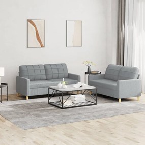 3201274 vidaXL 2 pcs conjunto de sofás com almofadões tecido cinzento-claro