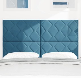 Cabeceira Design de Blocos de Diamante Azul Marinho 140 cm Veludo