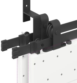 Kit de ferragens para porta deslizante 366 cm aço preto