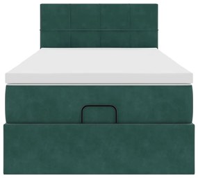 Estrutura de cama otomana colchão 90x200 cm veludo verde escuro