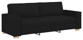 Conjunto de Sofá de 3 Peças com Almofadas em Tecido Preto