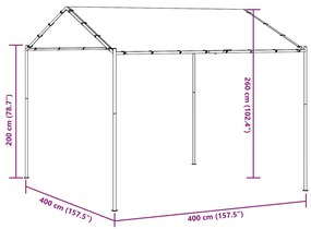 Tenda com toldo 4x3 m aço e tecido antracite