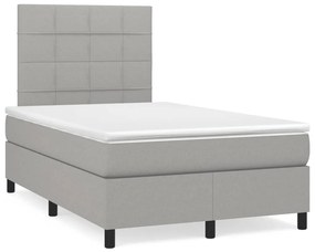Cama boxspring com colchão 120x190 cm tecido cinzento-claro