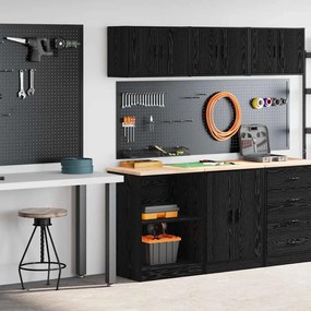 vidaXL Armários de garagem 2 pcs derivados de madeira preto