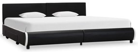 vidaXL Estrutura de cama com gavetas 180x200cm couro artificial preto