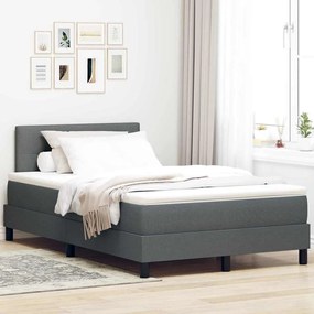 vidaXL Cama Box com colchão Cinza Escuro 120 x 190 cm tecido