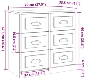 Aparador 70x35,5x67,5 cm derivados de madeira cinzento sonoma