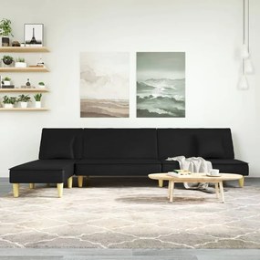 3157249 vidaXL Sofá-cama em forma de L 279x140x70 cm tecido preto