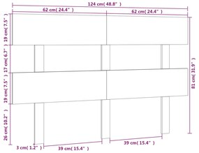 Cabeceira de cama 124x3x81 cm pinho maciço cinzento