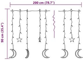 Estrelas e luas de luz c/ controlo remoto 138 LEDs colorido