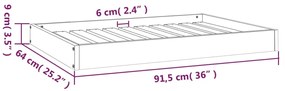 Cama para cães 91,5x64x9 cm pinho maciço castanho mel