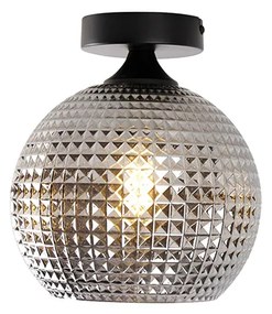 Candeeiro de teto Art Deco preto com vidro fumê - Sphere Art Deco