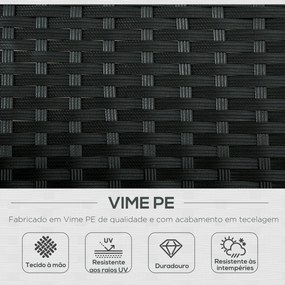 Conjunto de Espreguiçadeiras Exterior de Vime 2 Lugares com Almofadas