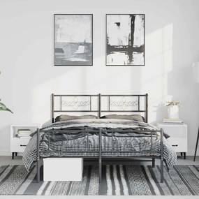Estrutura de cama com cabeceira e pés 135x190 cm metal preto