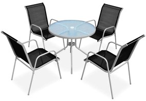 Conjunto de jantar para jardim 5 pcs 80x71 cm aço preto/cinza