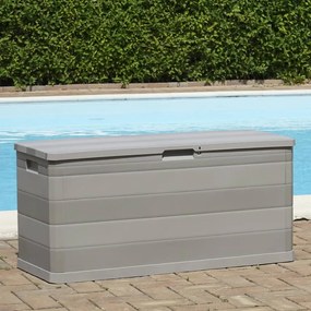 Caixa de arrumação para jardim 117x45x56 cm cinzento