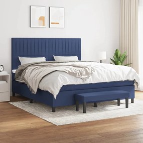 vidaXL Cama com molas/colchão 160x200 cm tecido azul