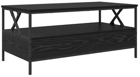 Mesa de centro com gaveta com prateleira Carvalho preto 100 x 51 x 45