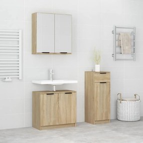 vidaXL 3 pcs conj. móveis casa banho derivados madeira carvalho sonoma