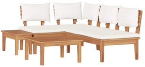 vidaXL Conjunto de Sofá de Jardim 4 pcs Marrom e Creme