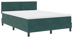 Cama Box Spring vidaXL com Colchão Verde Escuro 140x200 cm Veludo