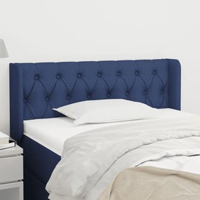 Cabeceira de cama c/ abas tecido 103x16x78/88 cm azul