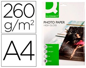 Papel Fotografia Q-Connect Glossy Caixa 20 Folhas 260 gr Papel Revestido